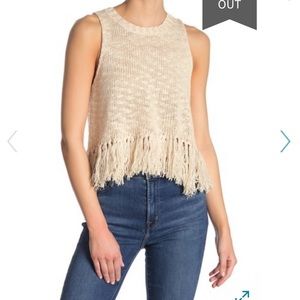 ASTR the Label Fringe Hem Cross Back Sweater tank